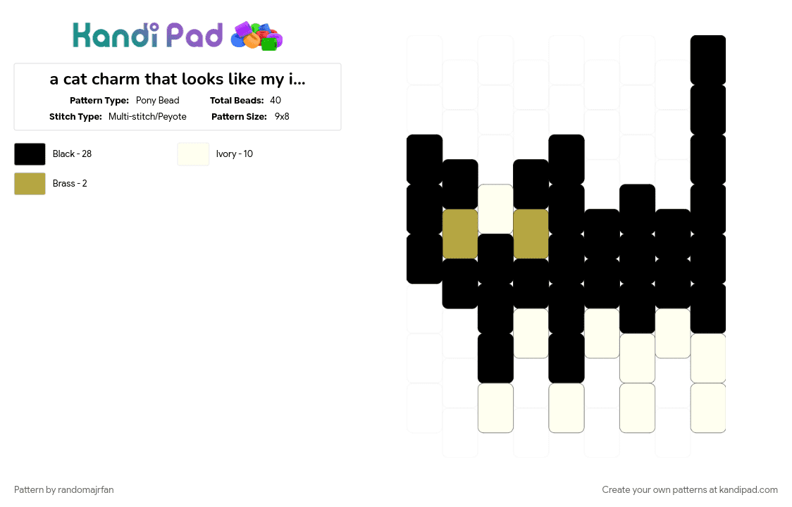a cat charm that looks like my irl cat - Pony Bead Pattern by lun4r_t3a on Kandi Pad - 