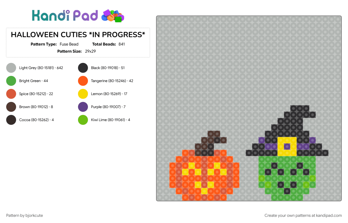 HALLOWEEN CUTIES *IN PROGRESS* - Fuse Bead Pattern by bjorkcute on Kandi Pad - beige
