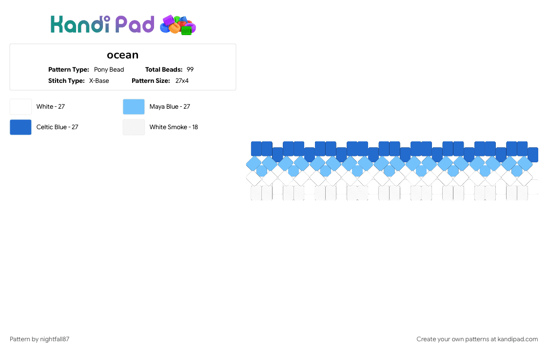 ocean - Pony Bead Pattern by nightfall87 on Kandi Pad - beach, blue, light blue, ocean, water