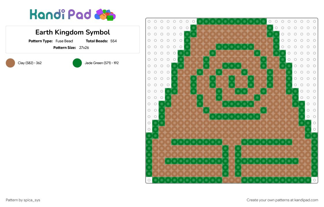 Earth Kingdom Symbol - Fuse Bead Pattern by spica_sys on Kandi Pad - atla, avatar the last airbender, green, tan