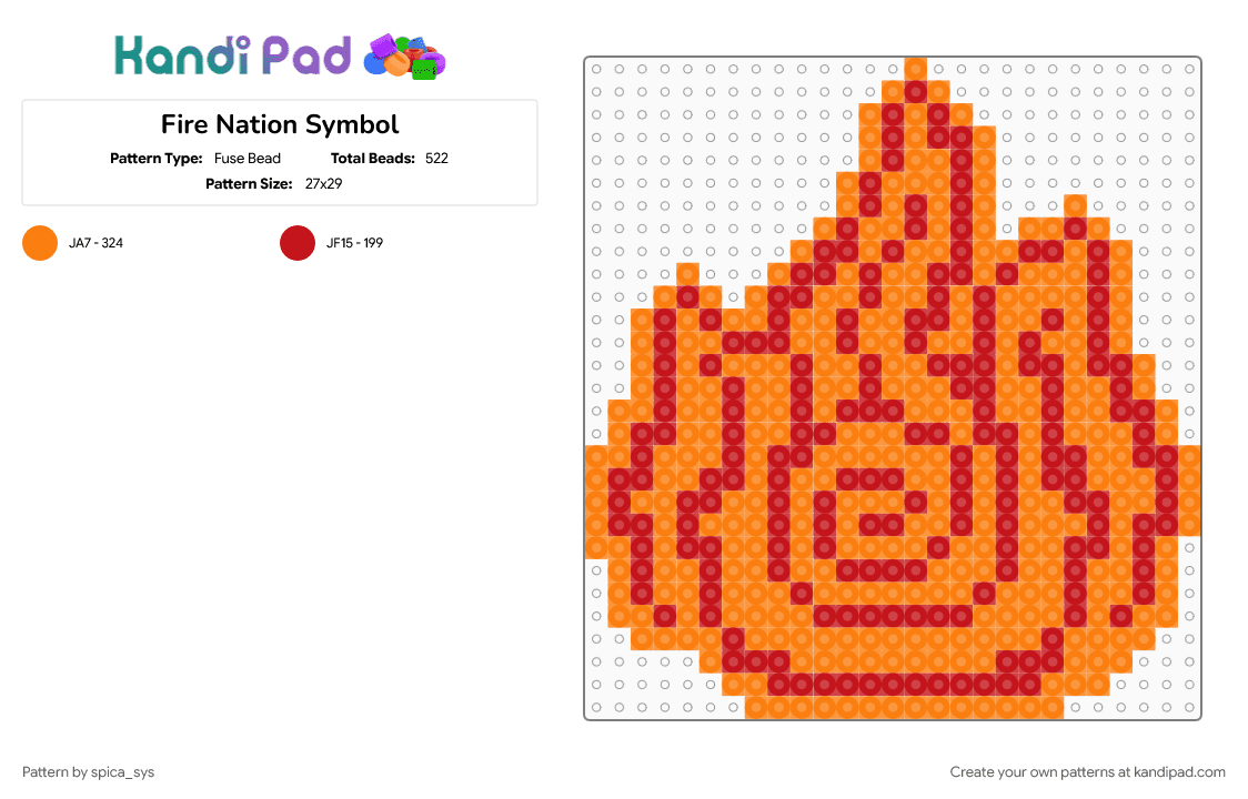 Fire Nation Symbol - Fuse Bead Pattern by spica_sys on Kandi Pad - 