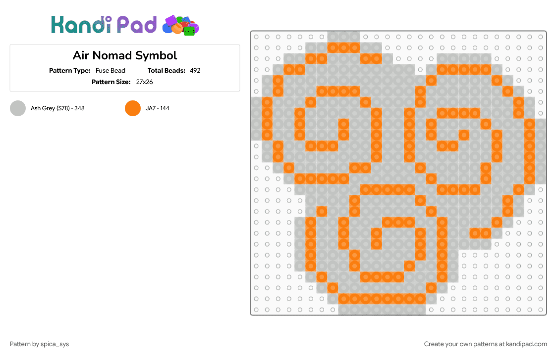 Air Nomad Symbol - Fuse Bead Pattern by spica_sys on Kandi Pad - 