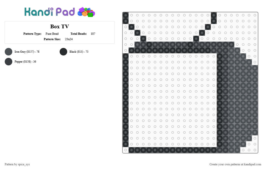 Box TV - Fuse Bead Pattern by spica_sys on Kandi Pad - black, purple