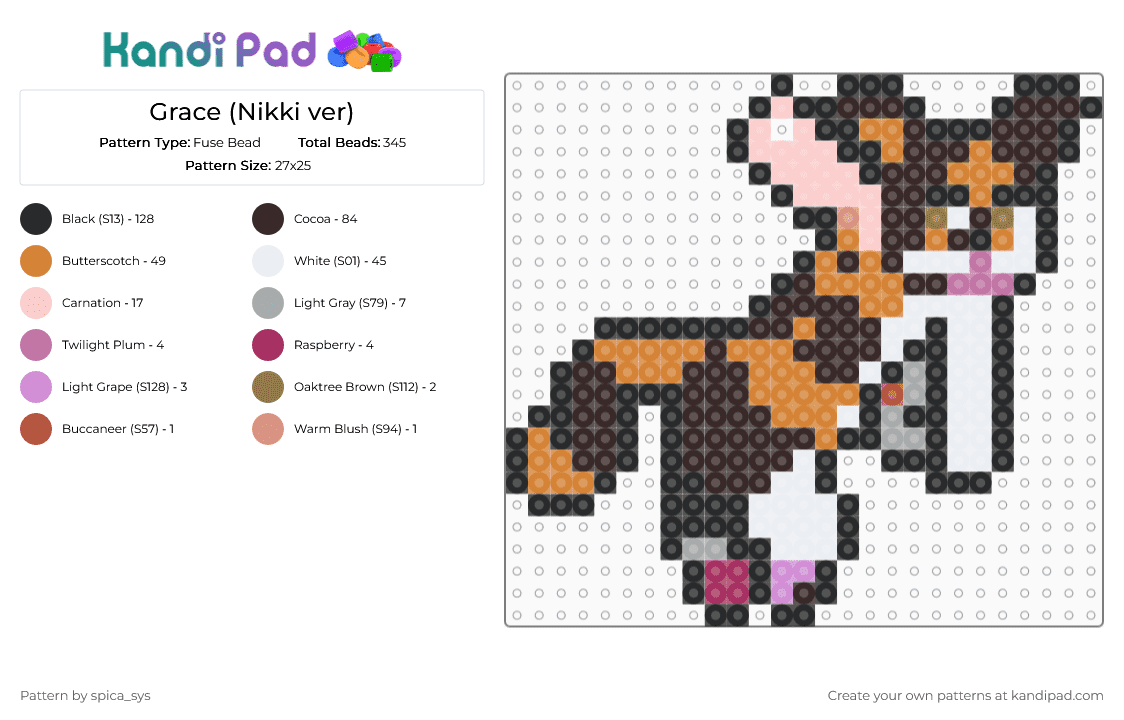Grace (Dad ver) - Fuse Bead Pattern by spica_sys on Kandi Pad - brown, orange