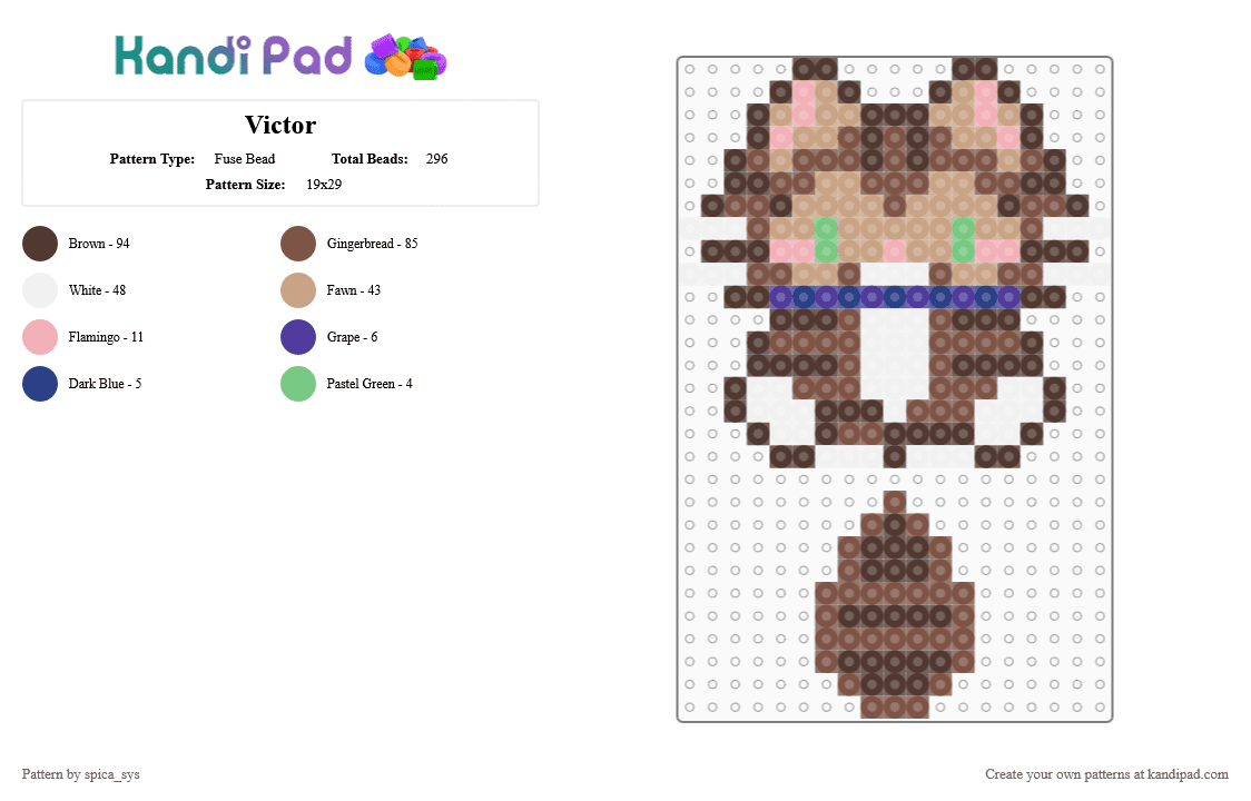 Victor - Fuse Bead Pattern by spica_sys on Kandi Pad - beige, brown, tan