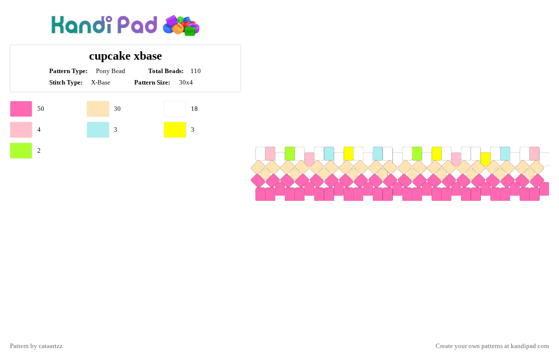 cupcake xbase - Pony Bead Pattern by cataartzz on Kandi Pad - pink,beige,cotdcupcakes