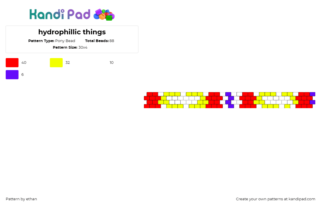 hydrophillic things - Pony Bead Pattern by ethan on Kandi Pad - science,biology,molecules,bracelet