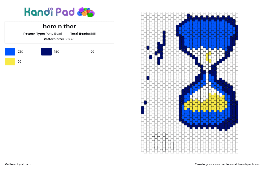 here n ther - Pony Bead Pattern by ethan on Kandi Pad - time,timer,hourglass,sand,clock