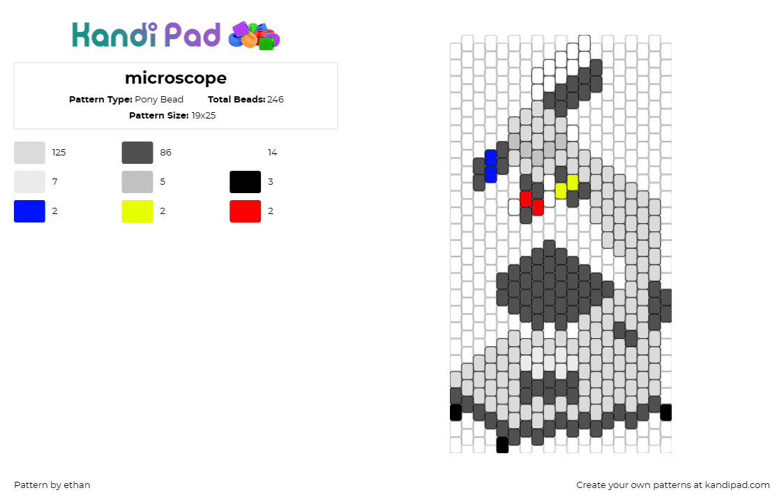 microscope - Pony Bead Pattern by ethan on Kandi Pad - microscope,science,biology,chemistry,gray