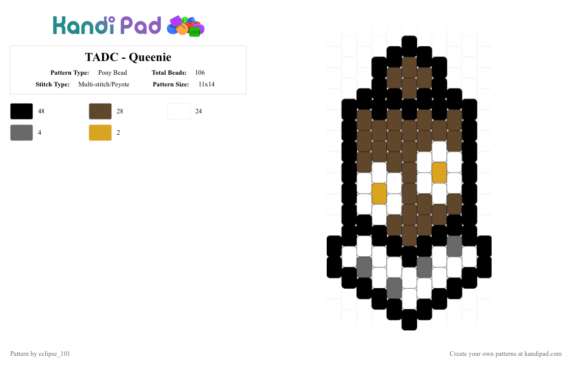 TADC - Queenie - Pony Bead Pattern by eclipse_101 on Kandi Pad - brown, kinger, queenie, tadc