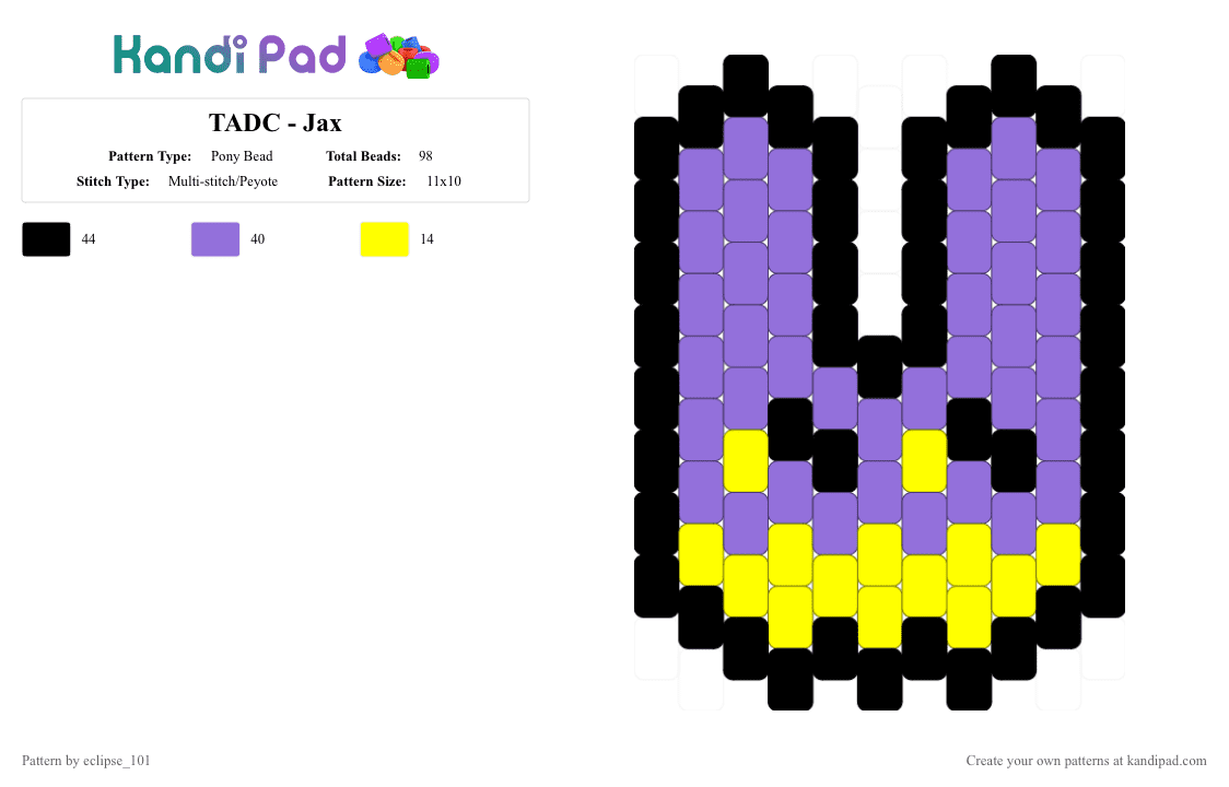 TADC - Jax - Pony Bead Pattern by eclipse_101 on Kandi Pad - jax, purple, tadc