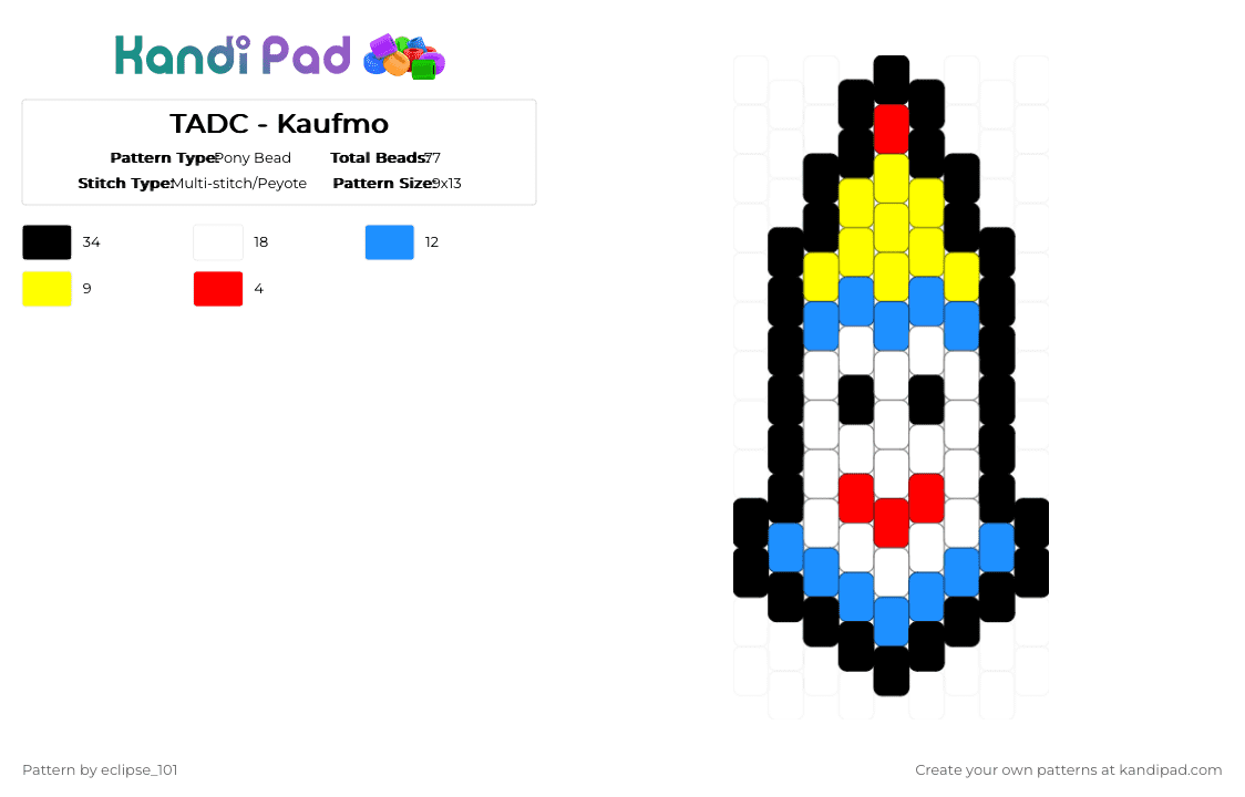 TADC - Kaufmo - Pony Bead Pattern by eclipse_101 on Kandi Pad - yellow,light blue,tadc,kaufmo,clown