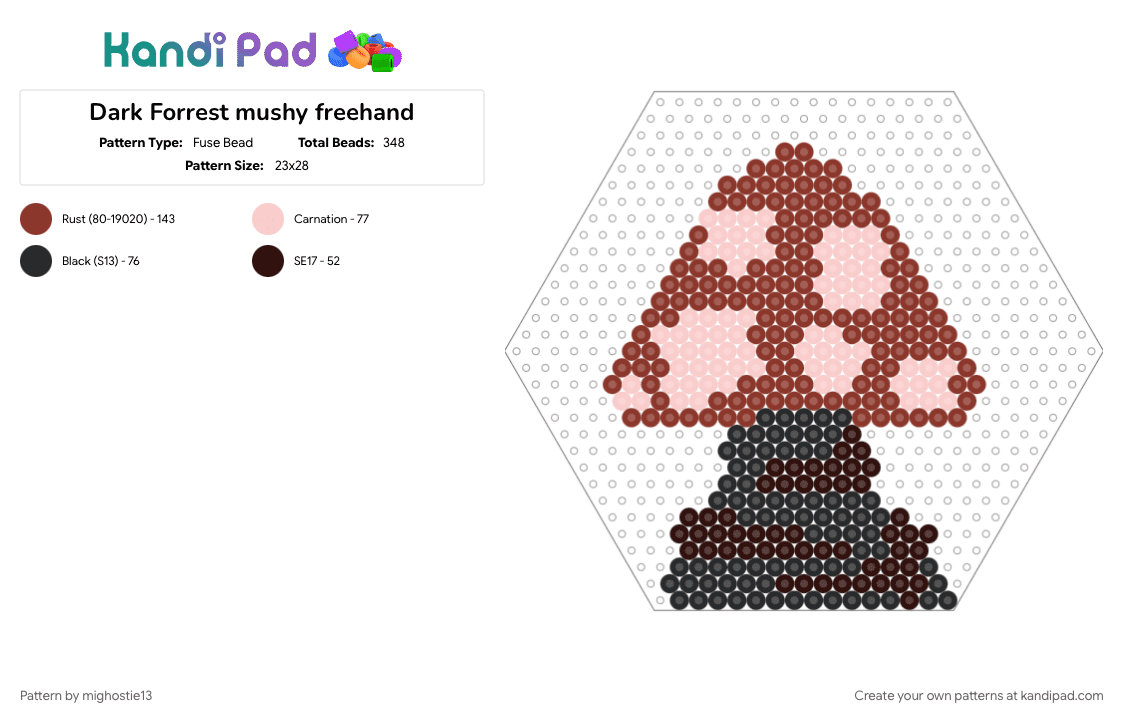 Dark Forrest mushy freehand - Fuse Bead Pattern by mighostie13 on Kandi Pad - cotdforests, dark, edgy, halloween, mushroom, shroom, shrooms, spooky