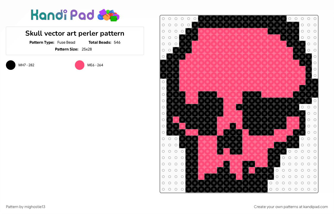 Skull vector art perler pattern - Fuse Bead Pattern by mighostie13 on Kandi Pad - black, cotdvectorgraphics, emo, perler, punk, rave, red, scene, skull, skulls