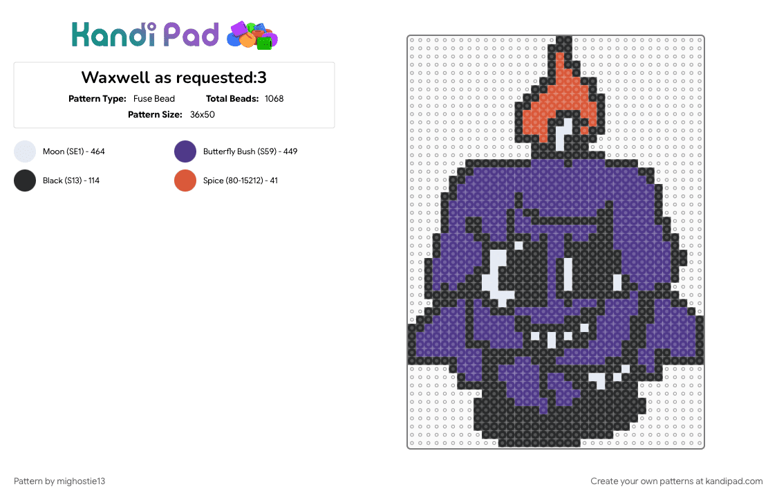 Waxwell as requested:3 - Fuse Bead Pattern by mighostie13 on Kandi Pad - purple