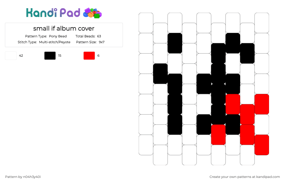 small if album cover - Pony Bead Pattern by n04h3y40i on Kandi Pad - msi, music, white