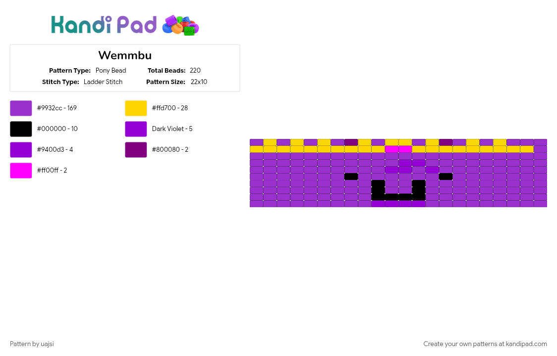 Wemmbu - Pony Bead Pattern by uajsi on Kandi Pad - purple