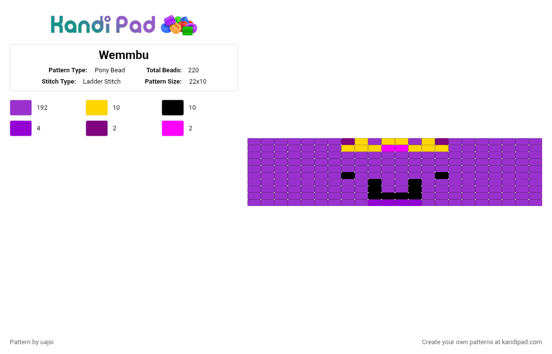 Wemmbu - Pony Bead Pattern by uajsi on Kandi Pad - purple