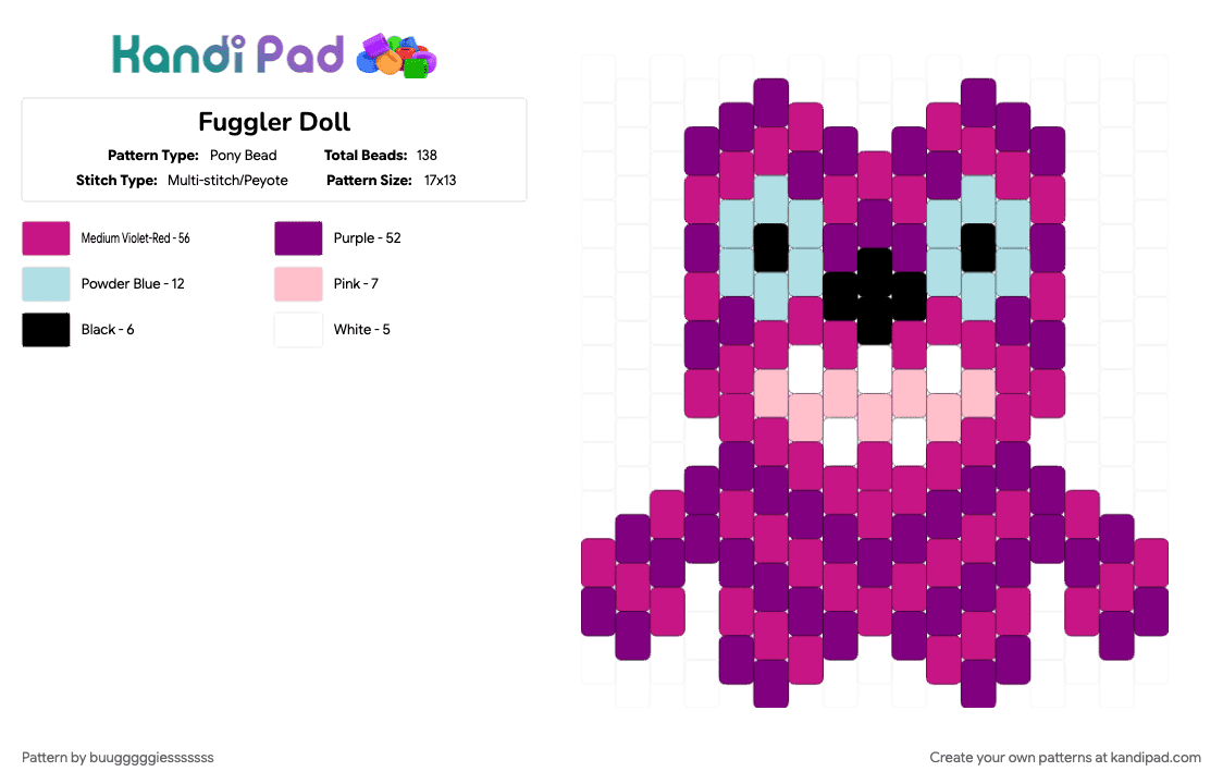 Striped Purple Fuggler Doll - Pony Bead Pattern by buugggggiesssssss on Kandi Pad - pink