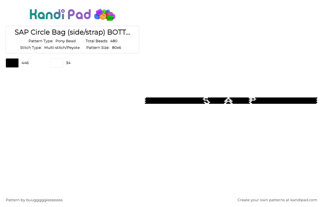 SAP Circle Bag (side/strap) BOTTOM HALF - Pony Bead Pattern by buugggggiesssssss on Kandi Pad - black