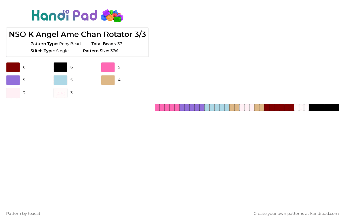 NSO Rotator Single (3/3) - Pony Bead Pattern by teacat on Kandi Pad - brown, cotdcosplay, light blue, pink, purple