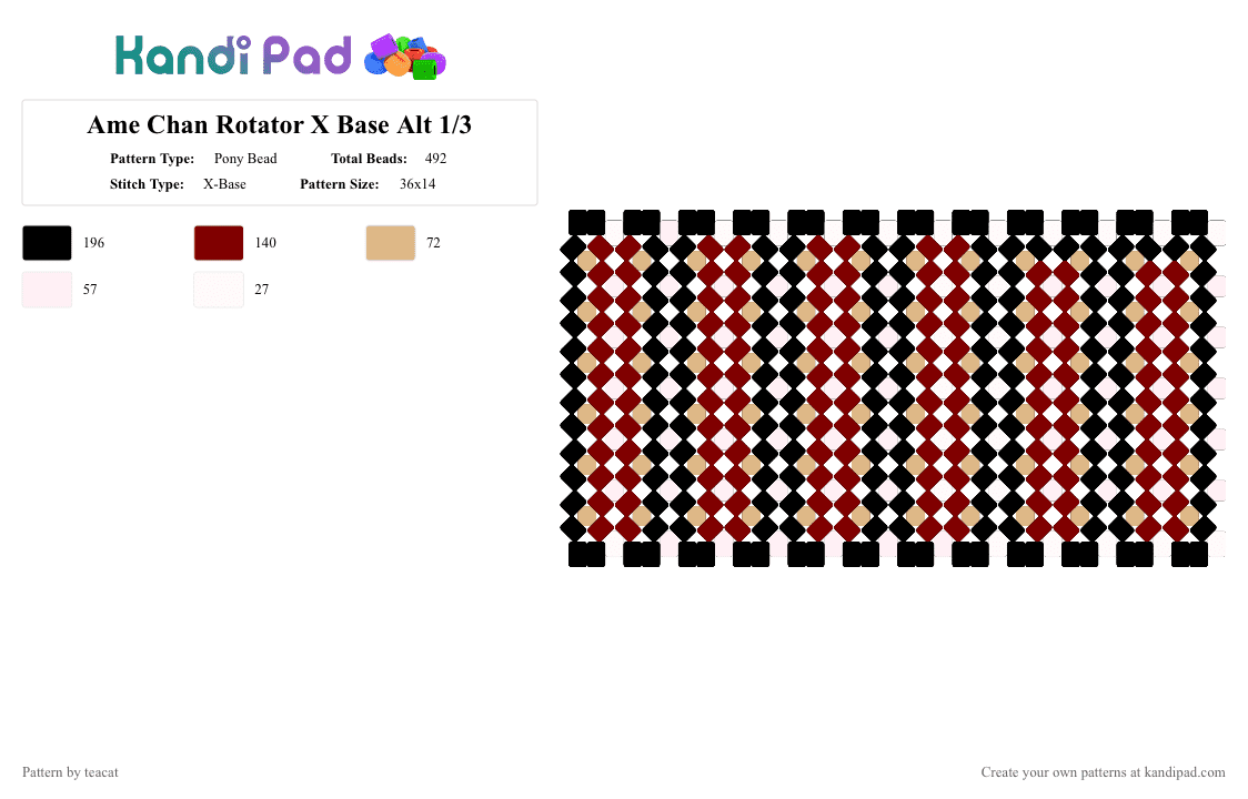 NSO Rotator X Base (Alt 1/3) - Pony Bead Pattern by teacat on Kandi Pad - beige, brown, cotdcosplay
