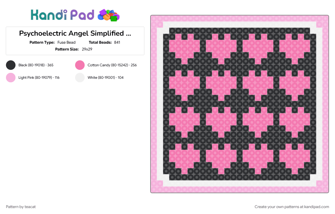 Psychoelectric Angel Simplified Needy Streamer Overload - Fuse Bead Pattern by teacat on Kandi Pad - needy streamer overload, nso, pink, video game