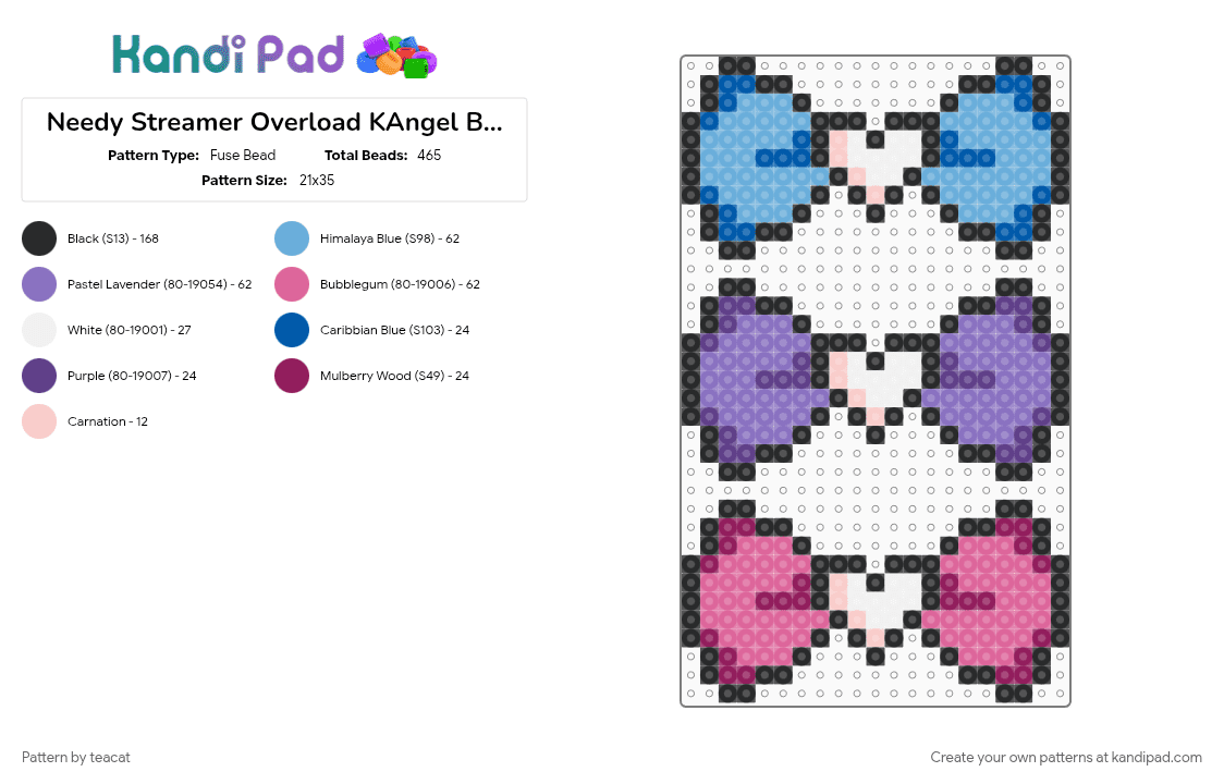 Needy Streamer Overload KAngel Bow Set - Fuse Bead Pattern by teacat on Kandi Pad - 