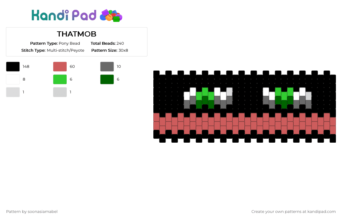 THATMOB - Pony Bead Pattern by soonasiamabel on Kandi Pad - arg, black, mcyt, minecraft, red, thatmob, verity