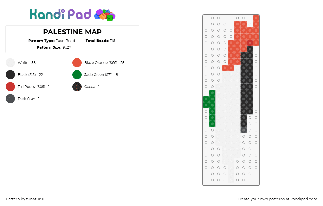 PALESTINE MAP - Fuse Bead Pattern by tunaturi10 on Kandi Pad - palestine,country,map,white,red