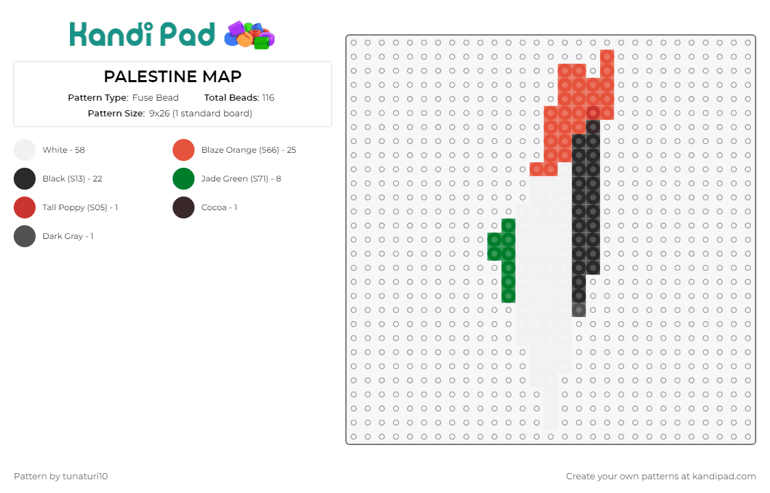 PALESTINE MAP - Fuse Bead Pattern by tunaturi10 on Kandi Pad - palestine,country,map,white,red
