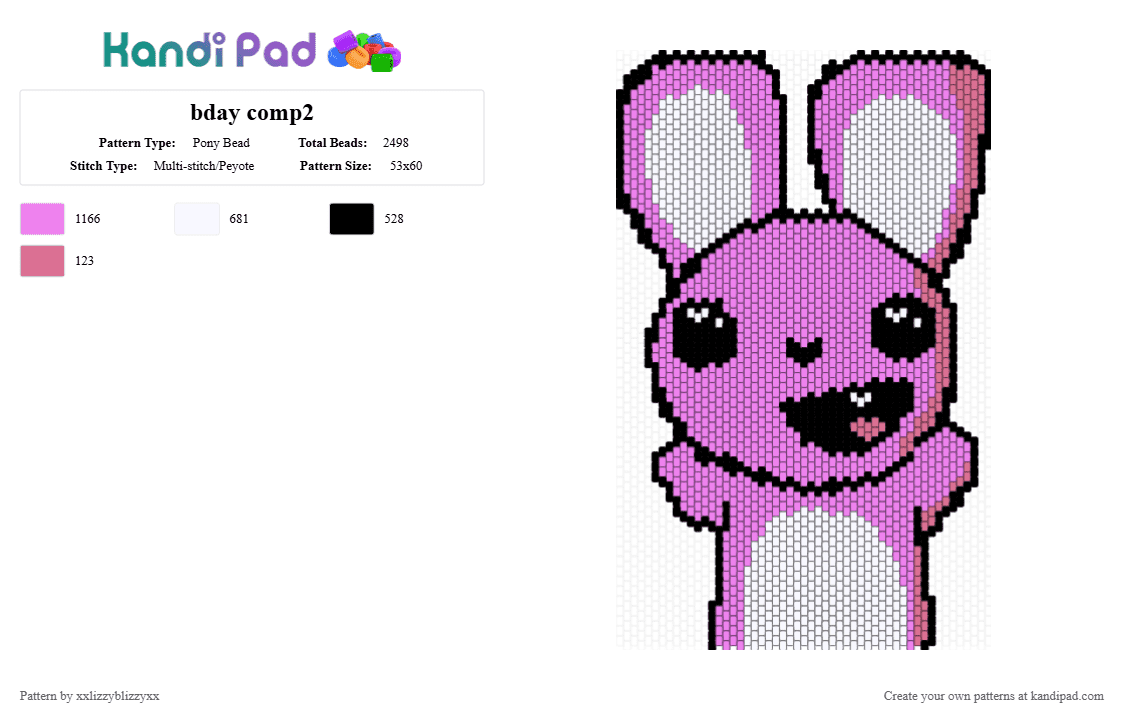 bday comp2 - Pony Bead Pattern by xxlizzyblizzyxx on Kandi Pad - pink,white