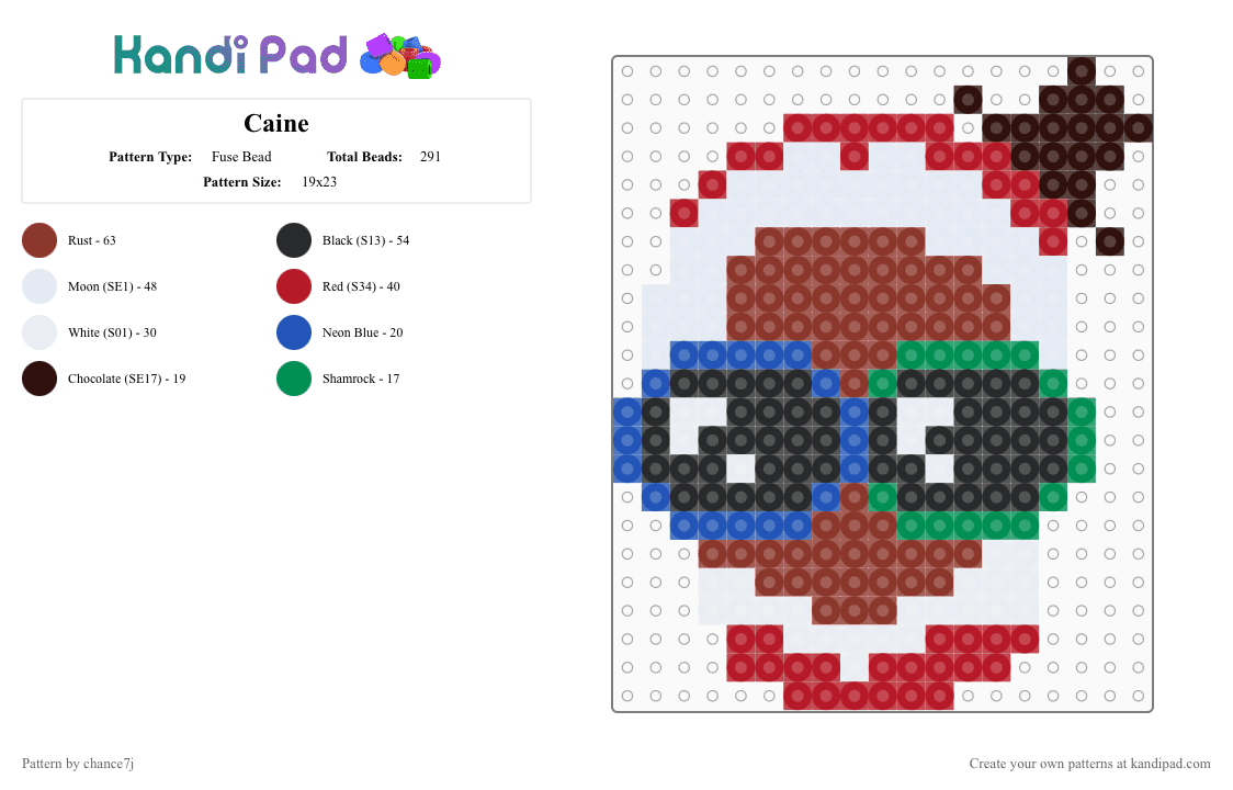 Caine - Fuse Bead Pattern by chance7j on Kandi Pad - caine, red, tadc