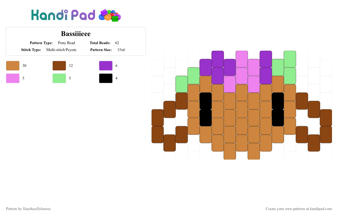 Bassiiieee - Pony Bead Pattern by lilacthesillybassie on Kandi Pad - orange, red