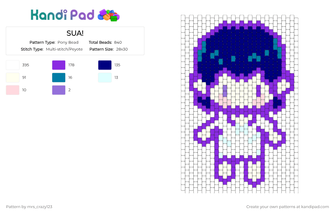 SUA! - Pony Bead Pattern by mrs_crazy123 on Kandi Pad - purple, white