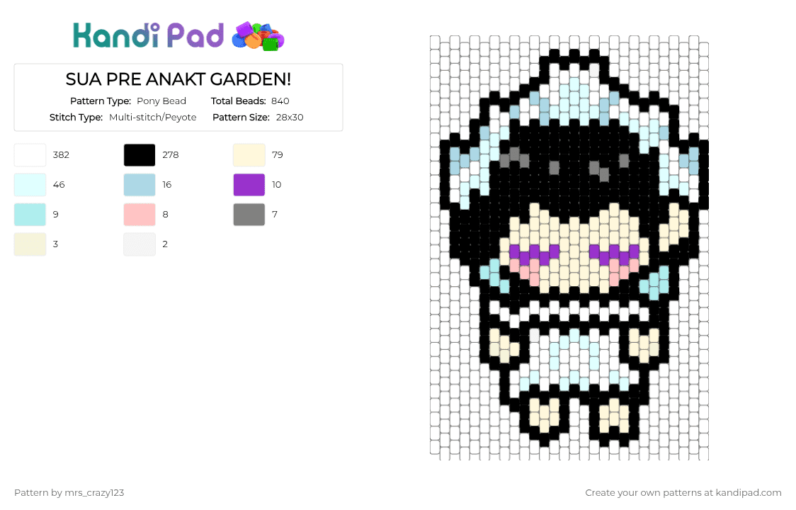 SUA PRE ANAKT GARDEN! - Pony Bead Pattern by mrs_crazy123 on Kandi Pad - light blue, white