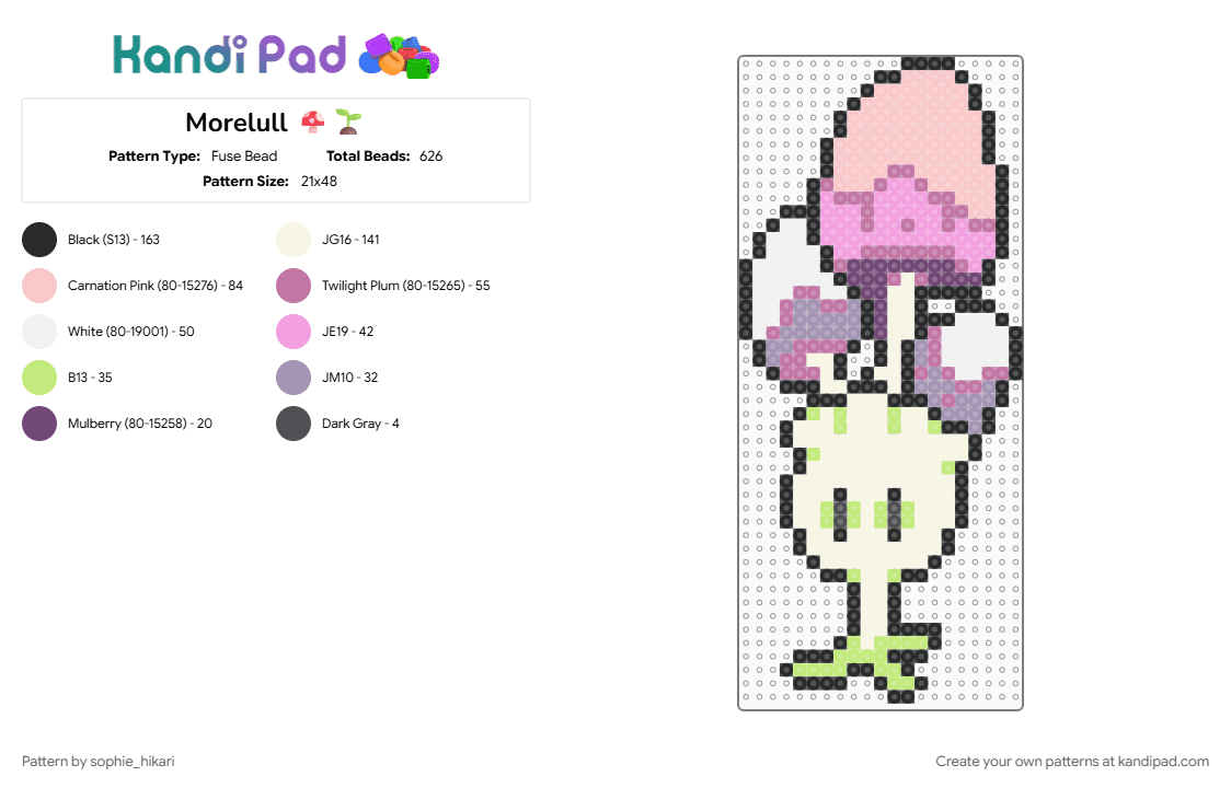 Morelull 🍄🌱 - Fuse Bead Pattern by sophie_hikari on Kandi Pad - beige, pink