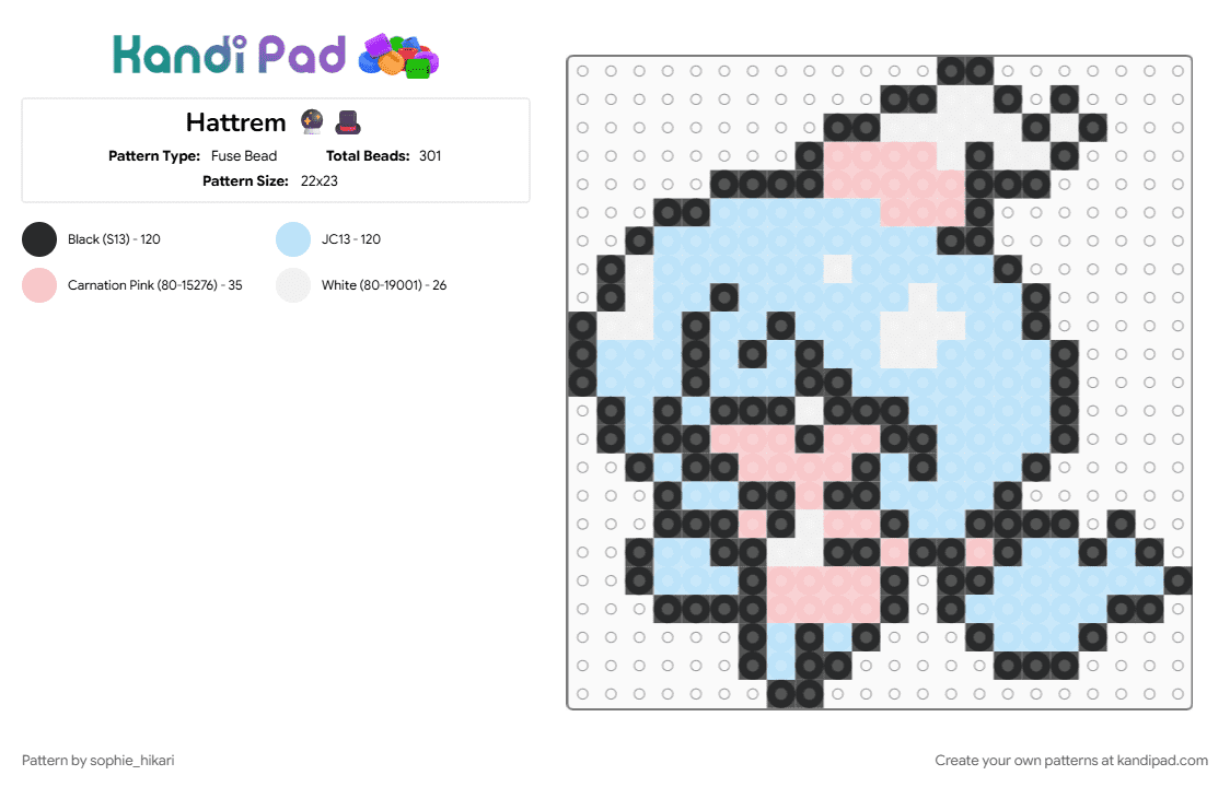 Hattrem 🔮🎩 - Fuse Bead Pattern by sophie_hikari on Kandi Pad - light blue