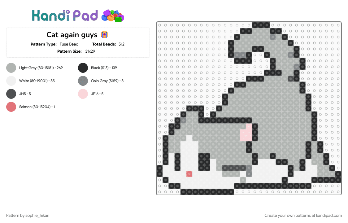 Cat again guys 😭 - Fuse Bead Pattern by sophie_hikari on Kandi Pad - beige