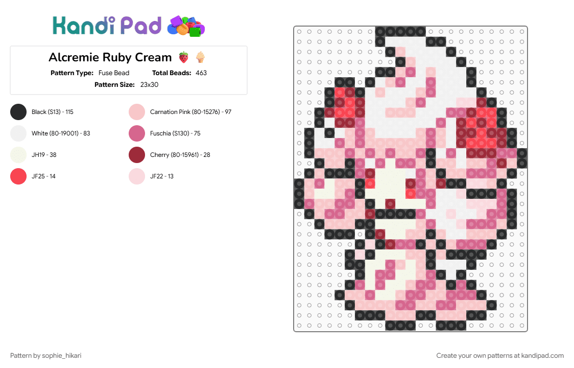 Alcremie Ruby Cream 🍓🍦 - Fuse Bead Pattern by sophie_hikari on Kandi Pad - beige, pink