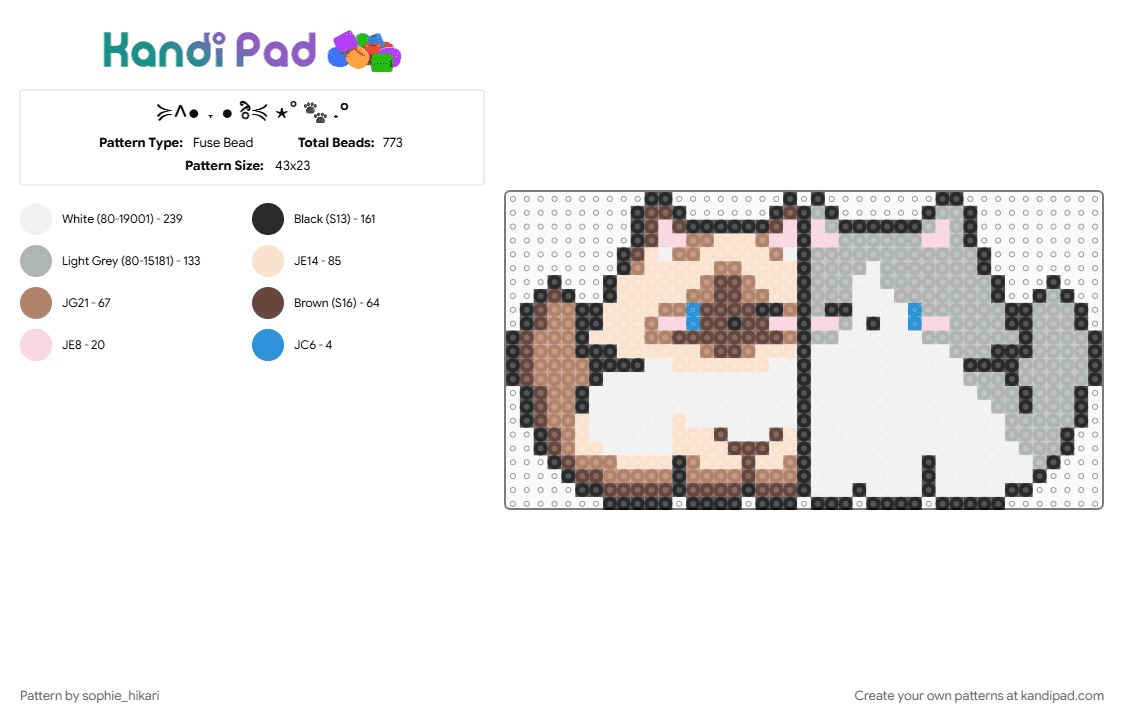 ≽^• ˕ • ྀི≼ ⋆˚🐾˖° - Fuse Bead Pattern by sophie_hikari on Kandi Pad - beige