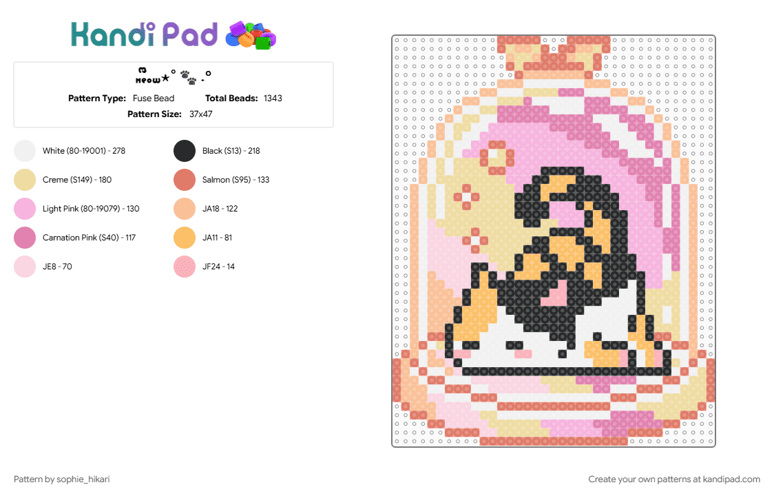𖾕𖾝꙼ᩚ𛲕𖾟⋆˚🐾˖° - Fuse Bead Pattern by sophie_hikari on Kandi Pad - beige, pink
