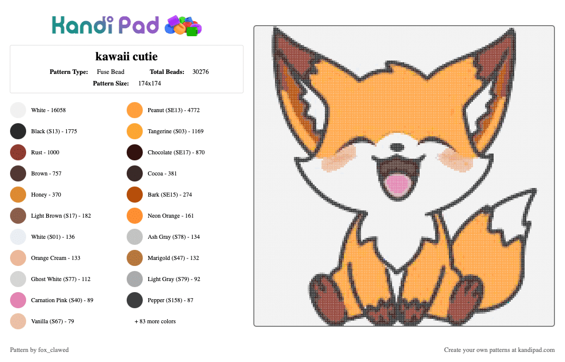 kawaii cutie - Fuse Bead Pattern by fox_clawed on Kandi Pad - 