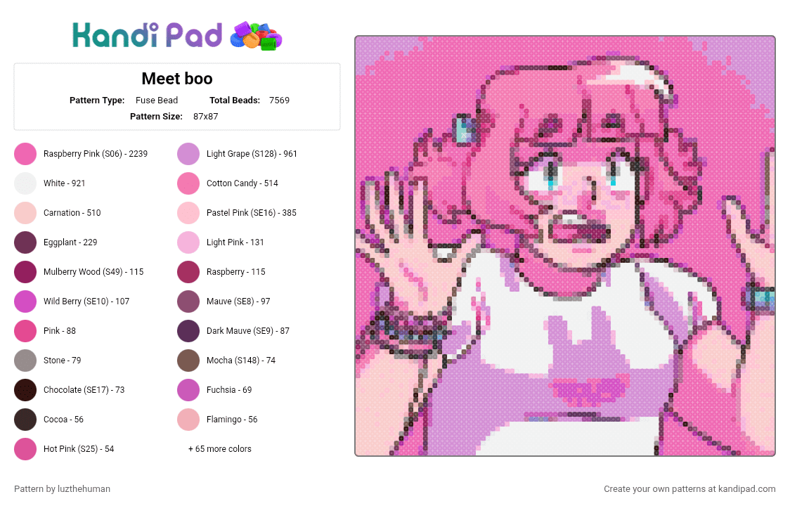 Meet boo - Fuse Bead Pattern by luzthehuman on Kandi Pad - 