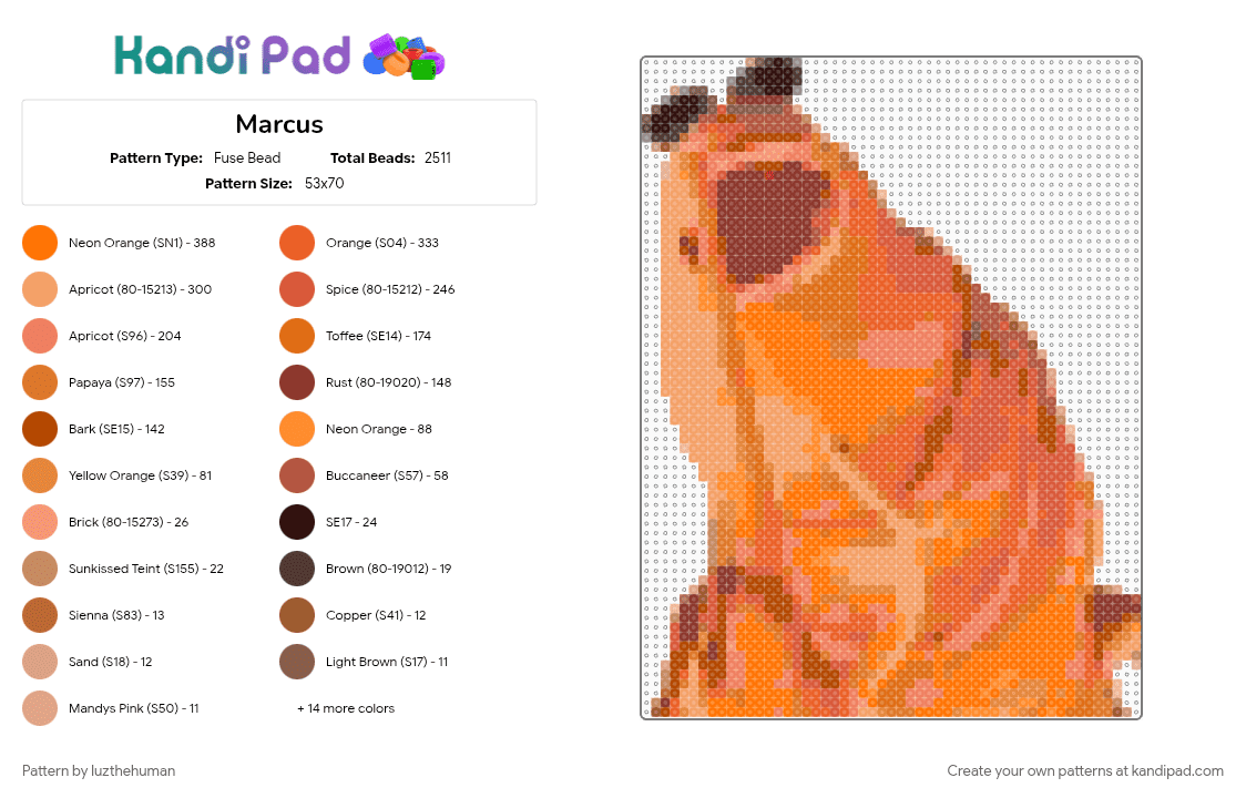 Marcus the king - Fuse Bead Pattern by luzthehuman on Kandi Pad - 