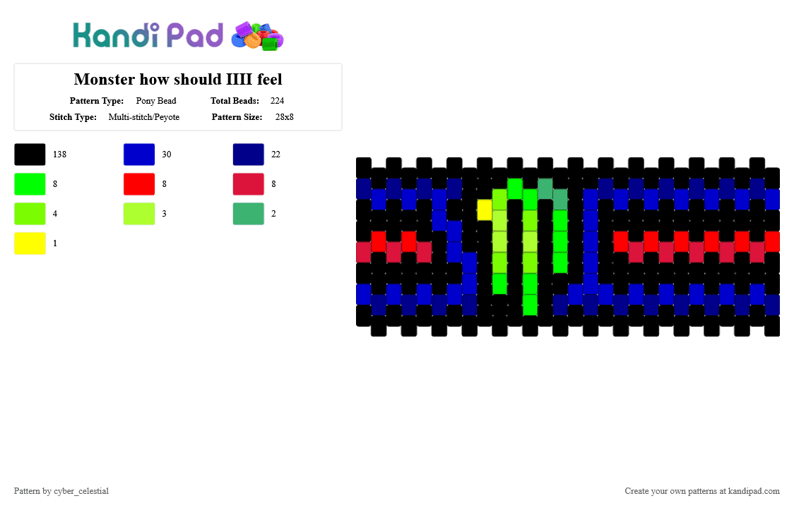 Monster how should IIII feel - Pony Bead Pattern by cyber_celestial on Kandi Pad - black,purple