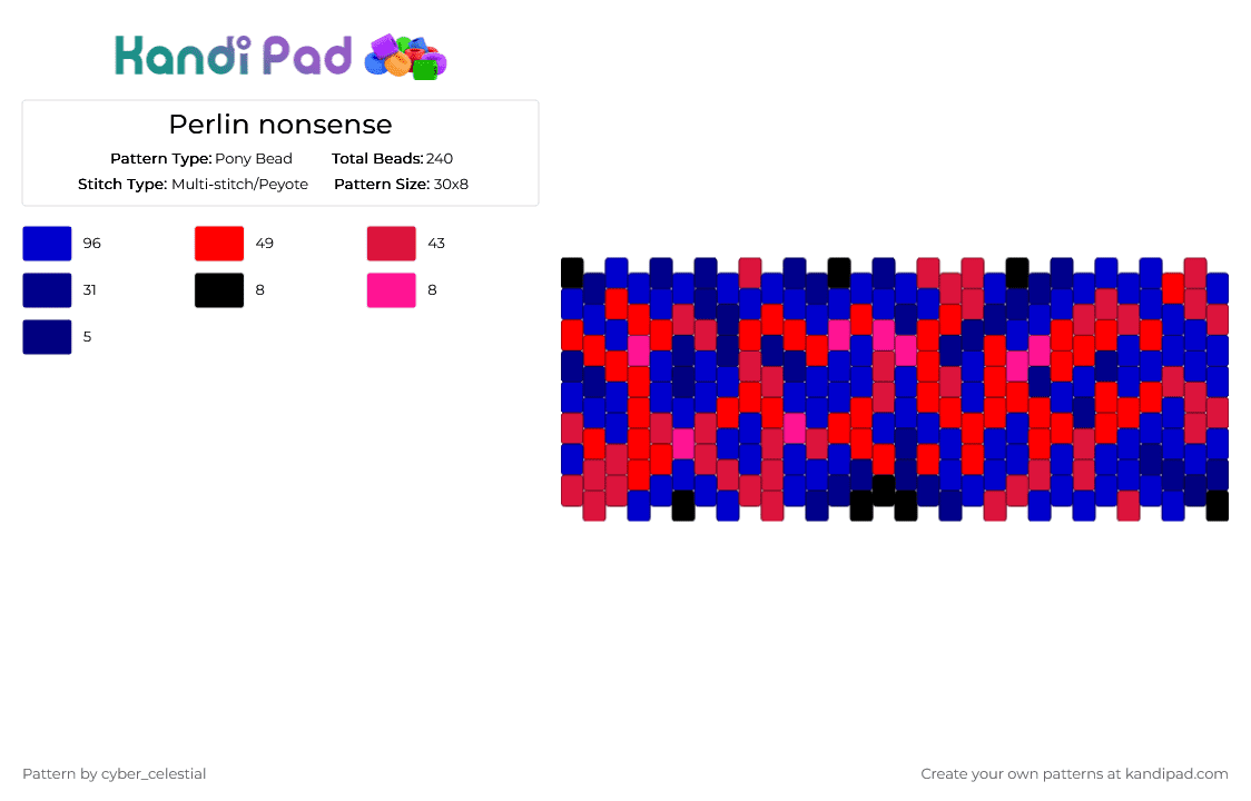 Perlin noise nonsense - Pony Bead Pattern by cyber_celestial on Kandi Pad - purple, red