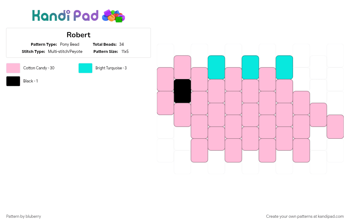Robert - Pony Bead Pattern by bluberry on Kandi Pad - cute, dinosaur, pink