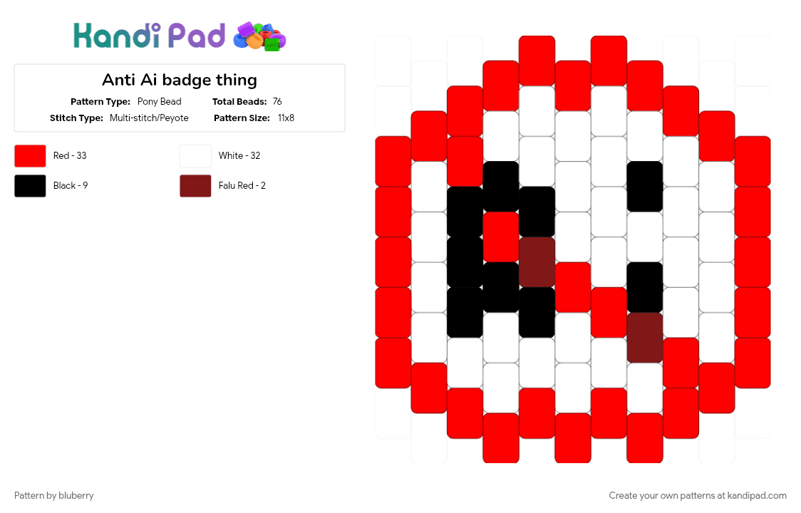 Anti Ai badge thing - Pony Bead Pattern by bluberry on Kandi Pad - ai, anti ai, no ai, red