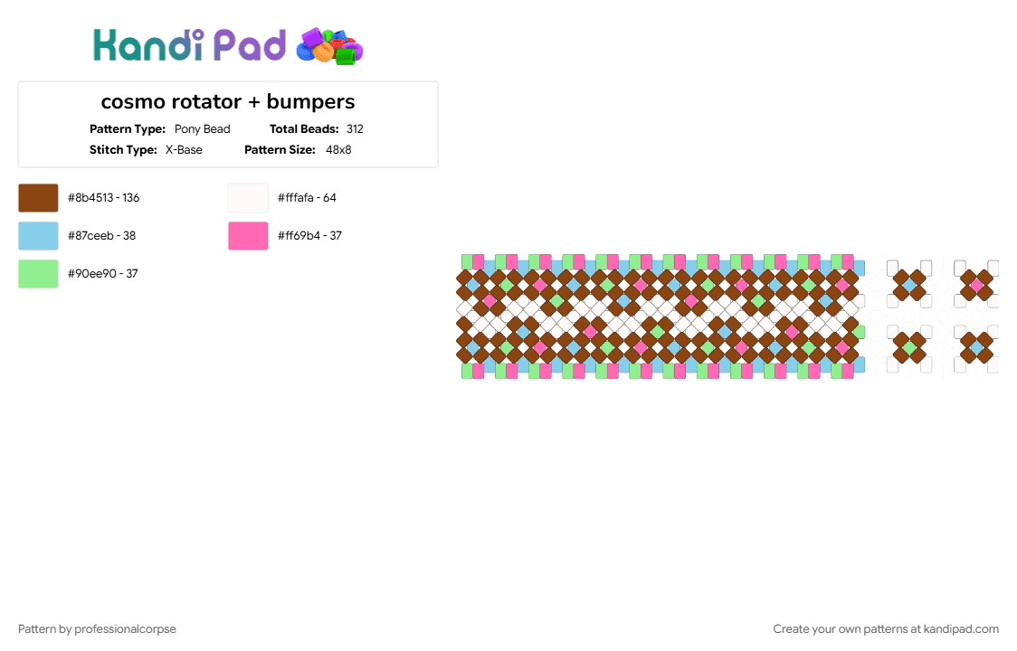 cosmo rotator + bumpers - Pony Bead Pattern by professionalcorpse on Kandi Pad - blue, brown, cosmo, dandys world cosmo, dandysworld, green, pink, red, roblox